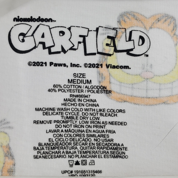 Nickelodeon Garfield Cartoon Faces All Over Print Graphic Tee Shirt White - Picture 4 of 4